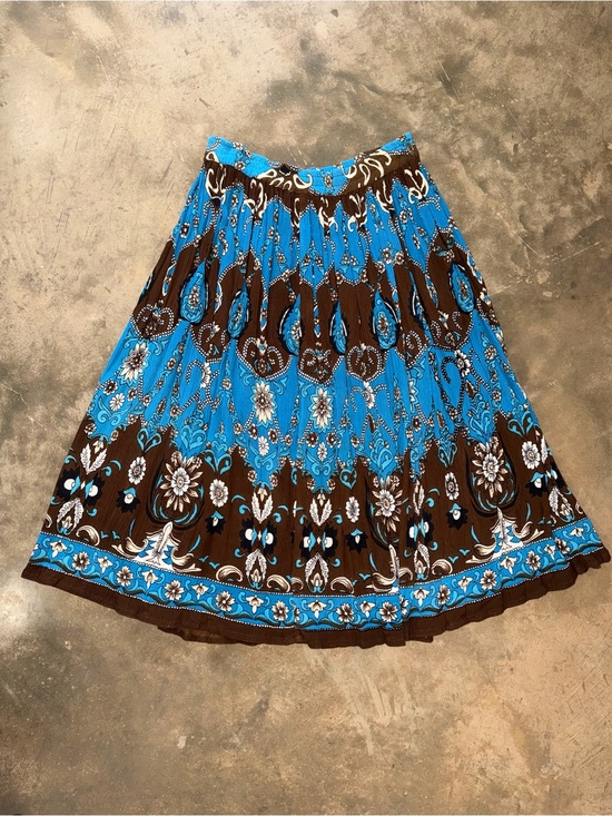 Collections Etc. Dresses & Skirts - Collections Etc Paisley Boho Midi Skirt Blue Brown Rayon India Women’s M